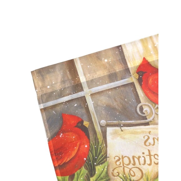 SEASON'S GREETINGS CHRISTMAS GARDEN FLAG SUEDE 12.5" x 18" CARDINAL - Picture 6 of 9